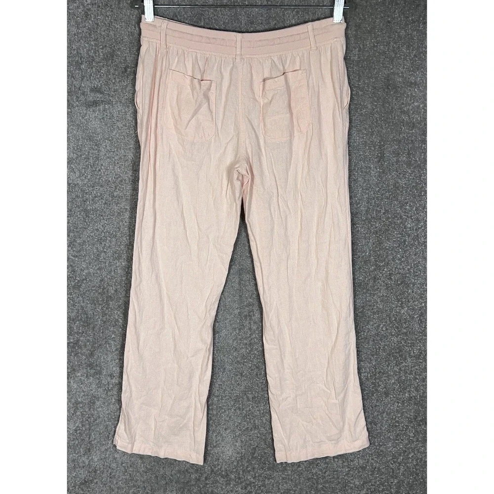 Alexander Jordan Linen Blend Pants Women Size Small Pink Pockets Drawstring